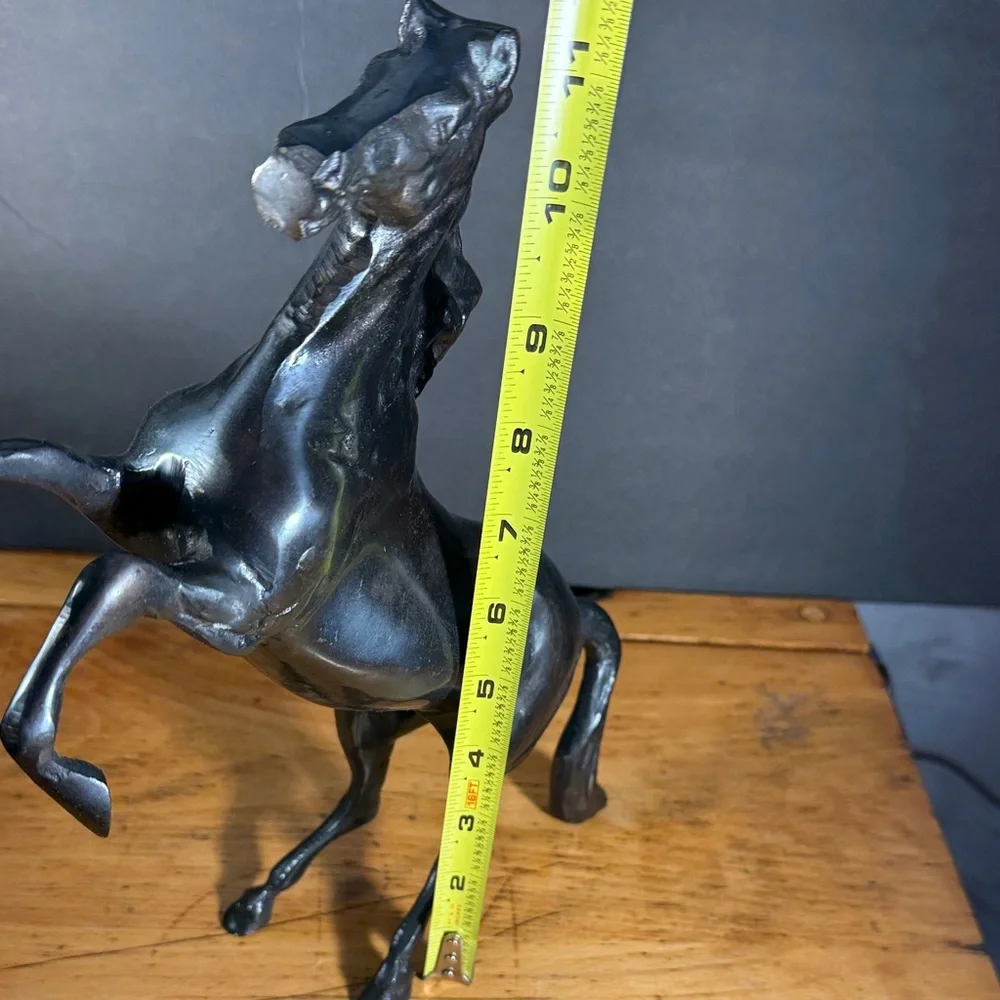 Horse Sculpture Bronze Black Rearing Head Vintage Handcrafted Art Deco - Picture 11 of 15